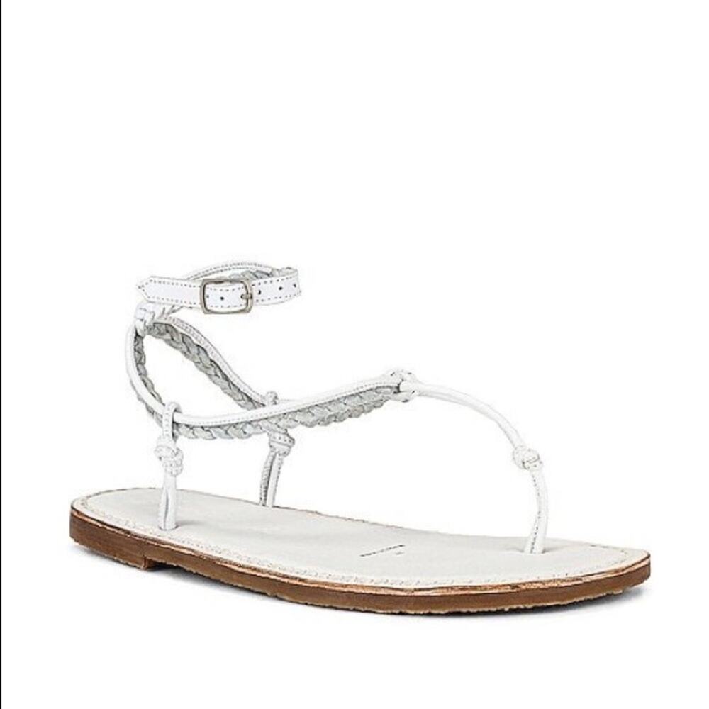 Free People Caroline White Leather Braided Sandals Size 39